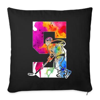 NUMMER 5 EISHOCKEY 5. GEBURTSTAG - Sofakissenbezug 45 x 45 cm - Schwarz - Vorne