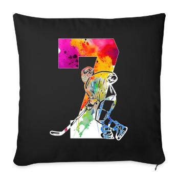 NUMMER 7 EISHOCKEY 7. GEBURTSTAG - Sofakissenbezug 45 x 45 cm - Schwarz - Vorne