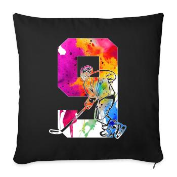 NUMMER 9 EISHOCKEY 9. GEBURTSTAG - Sofakissenbezug 45 x 45 cm - Schwarz - Vorne