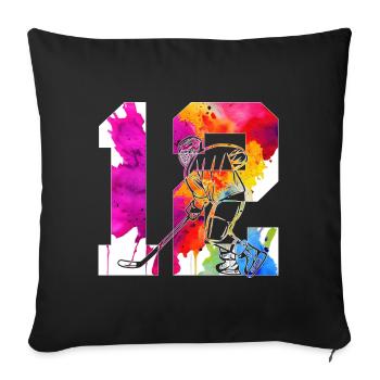 NUMMER 12 EISHOCKEY 12. GEBURTSTAG - Sofakissenbezug 45 x 45 cm - Schwarz - Vorne