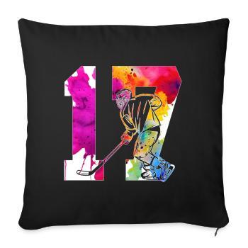 NUMÉRO 17 HOCKEY SUR GLACE 17E ANNIVERSAIRE - Housse de coussin décorative 45 x 45 cm - noir - Devant