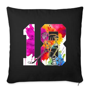 NUMBER 18 HOCKEY 18TH BIRTHDAY - Sofa pillowcase 17,3'' x 17,3'' (45 x 45 cm) - black - Front
