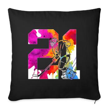 NUMMER 21 EISHOCKEY 21. GEBURTSTAG - Sofakissenbezug 45 x 45 cm - Schwarz - Vorne