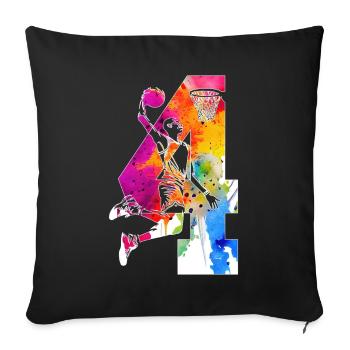 4. GEBURTSTAG BASKETBALL NUMMER 4 - Sofakissenbezug 45 x 45 cm - Schwarz - Vorne