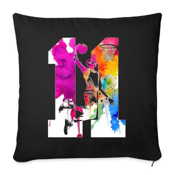 11TH BIRTHDAY BASKETBALL NUMBER 11 - Sofa pillowcase 17,3'' x 17,3'' (45 x 45 cm) - black - Front