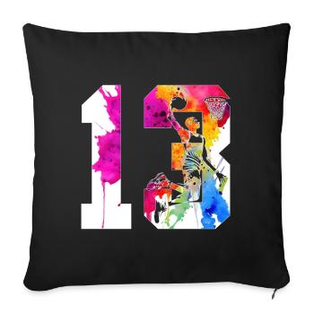 13. GEBURTSTAG BASKETBALL NUMMER 13 - Sofakissenbezug 45 x 45 cm - Schwarz - Vorne