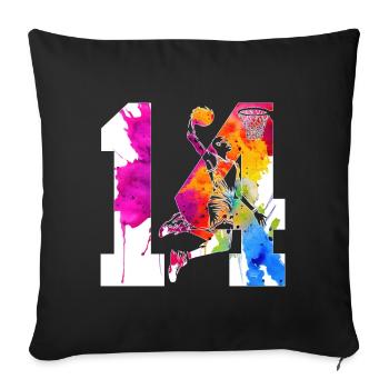 14. GEBURTSTAG BASKETBALL NUMMER 14 - Sofakissenbezug 45 x 45 cm - Schwarz - Vorne