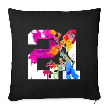 21. GEBURTSTAG BASKETBALL NUMMER 21 - Sofakissenbezug 45 x 45 cm - Schwarz - Vorne