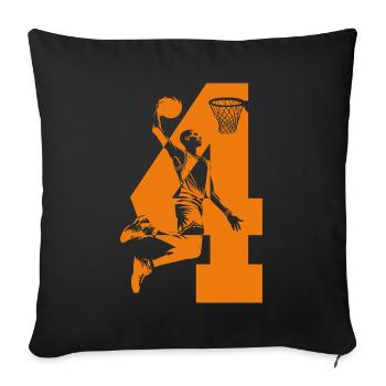 NUMMER 4 BASKETBALL 4. GEBURTSTAG - Sofakissenbezug 45 x 45 cm - Schwarz - Vorne
