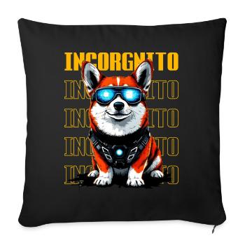 Incorgnito – Jeu de mots amusant sur le corgi - Housse de coussin décorative 45 x 45 cm - noir - Devant
