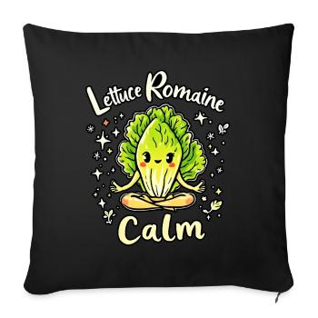 Laitue romaine calme – Salade amusante - Housse de coussin décorative 45 x 45 cm - noir - Devant