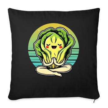 Laitue romaine calme – Salade amusante - Housse de coussin décorative 45 x 45 cm - noir - Devant