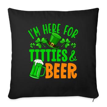 Je suis ici pour les seins et la bière - Housse de coussin décorative 45 x 45 cm - noir - Devant