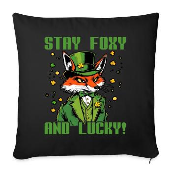 Stay Foxy and Lucky St. Patrick's Day - Sofa pillowcase 17,3'' x 17,3'' (45 x 45 cm) - black - Front