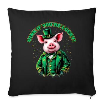 Oink, du hast Glück - Sofakissenbezug 45 x 45 cm - Schwarz - Vorne