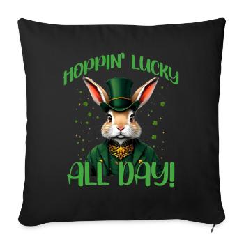 Happin chanceux toute la journée - Housse de coussin décorative 45 x 45 cm - noir - Devant