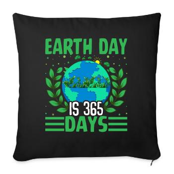 Le Jour de la Terre est de 365 jours - Housse de coussin décorative 45 x 45 cm - noir - Devant