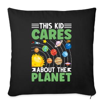 Ce gamin se soucie de la planète - Housse de coussin décorative 45 x 45 cm - noir - Devant