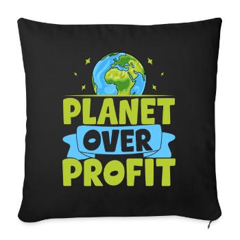 La planète plutôt que le profit - Housse de coussin décorative 45 x 45 cm - noir - Devant