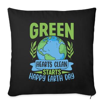 Green Hearts clean startet in den Happy Earth Day - Sofakissenbezug 45 x 45 cm - Schwarz - Vorne