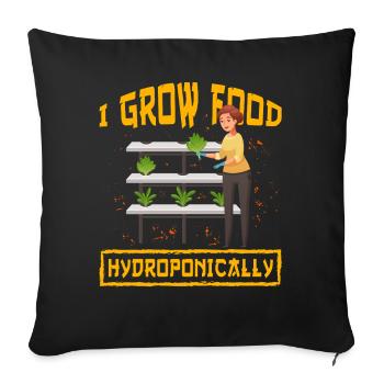 I grow food Hydroponics - Sofa pillowcase 17,3'' x 17,3'' (45 x 45 cm) - black - Front