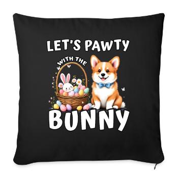 Let's pawty with the Bunny - Sofa pillowcase 17,3'' x 17,3'' (45 x 45 cm) - black - Front