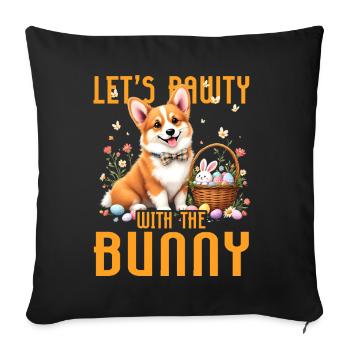 Let's Pawity with the bunny - Sofa pillowcase 17,3'' x 17,3'' (45 x 45 cm) - black - Front