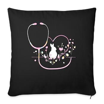 Nurse Doctor Heartbeat Easter - Sofa pillowcase 17,3'' x 17,3'' (45 x 45 cm) - black - Front
