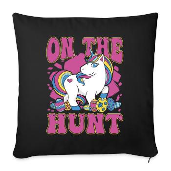 À la chasse Licorne Pâques - Housse de coussin décorative 45 x 45 cm - noir - Devant