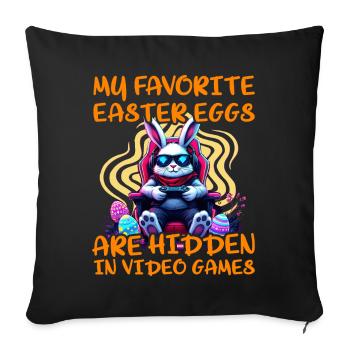 Mes œufs de Pâques préférés sont cachés dans les jeux vidéo - Housse de coussin décorative 45 x 45 cm - noir - Devant