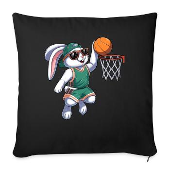 Panier Lapin Pâques - Housse de coussin décorative 45 x 45 cm - noir - Devant