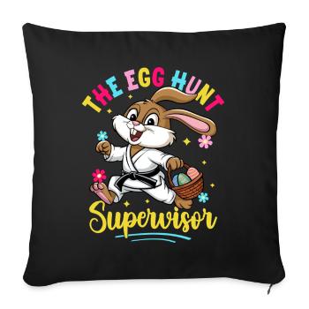 Der Supervisor der Eiersuche - Sofakissenbezug 45 x 45 cm - Schwarz - Vorne