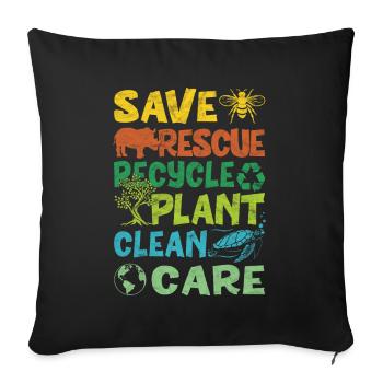 Earth Day Is Ever Day Climate Nature Environment Earth - Sofa pillowcase 17,3'' x 17,3'' (45 x 45 cm) - black - Front