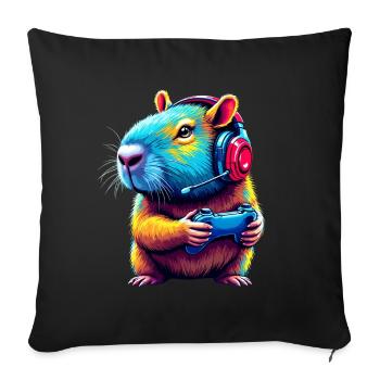 Capybara Gamer Gamer Funny Video Game Gaming - Sofa pillowcase 17,3'' x 17,3'' (45 x 45 cm) - black - Front