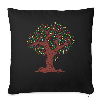 Autism Tree - Sofa pillowcase 17,3'' x 17,3'' (45 x 45 cm) - black - Front