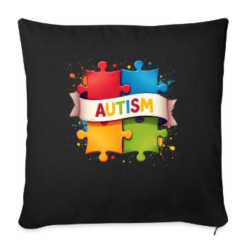 Autism Puzzle - Sofa pillowcase 17,3'' x 17,3'' (45 x 45 cm) - black - Front