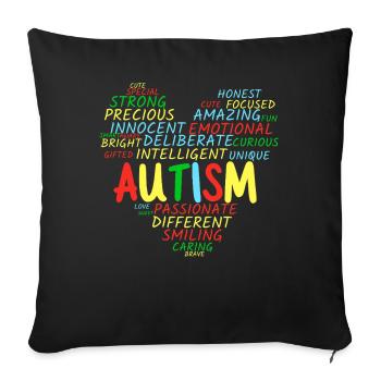 Autism Heart - Sofa pillowcase 17,3'' x 17,3'' (45 x 45 cm) - black - Front