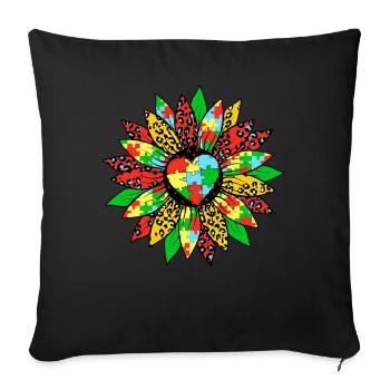 Autism Flower - Sofa pillowcase 17,3'' x 17,3'' (45 x 45 cm) - black - Front