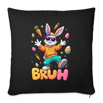 Bruh Cool Easter Bunny Boys Girls Easter - Sofa pillowcase 17,3'' x 17,3'' (45 x 45 cm) - black - Front