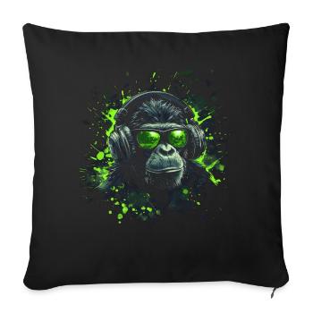 DJ Cool Outfit Pop Art Techno Festival Affe - Sofakissenbezug 45 x 45 cm - Schwarz - Vorne