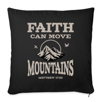 La foi peut déplacer des montagnes Dieu chrétien Jésus Bible - Housse de coussin décorative 45 x 45 cm - noir - Devant