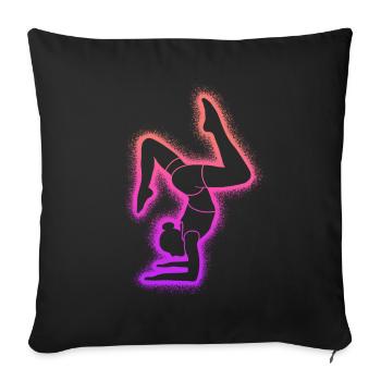 Gymnaste Gymnastique Équilibre sur les mains Femmes Filles Gymnastique - Housse de coussin décorative 45 x 45 cm - noir - Devant