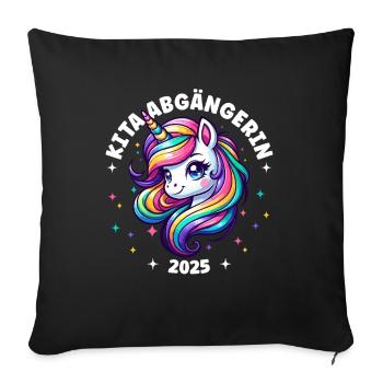 Einschulung Schulanfang Mädchen Schulkind 2025 - Sofakissenbezug 45 x 45 cm - Schwarz - Vorne