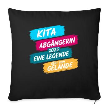 Sortie de la garderie 2025 Inscription scolaire Écolier - Housse de coussin décorative 45 x 45 cm - noir - Devant