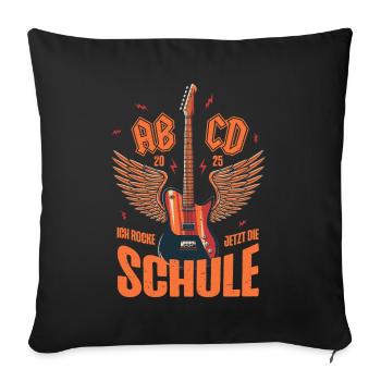 Tschüss Kindergarten Schulkind 2025 Outfit - Sofakissenbezug 45 x 45 cm - Schwarz - Vorne