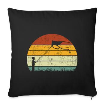 Kite flying Kite flying Vintage - Sofa pillowcase 17,3'' x 17,3'' (45 x 45 cm) - black - Front