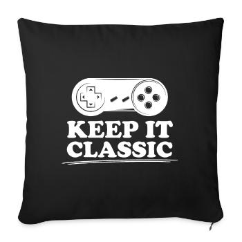 Retro Zocker Sprüche Gaming Geschenk - Sofakissenbezug 45 x 45 cm - Schwarz - Vorne