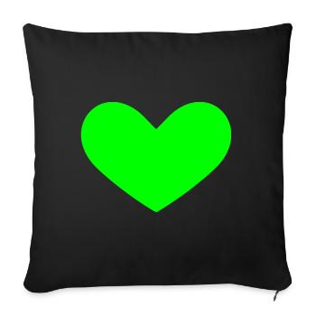 Coeur vert - Housse de coussin décorative 45 x 45 cm - noir - Devant