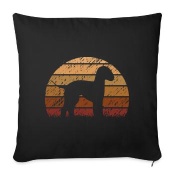 Bedlington Terrier Chien Vintage Rétro - Housse de coussin décorative 45 x 45 cm - noir - Devant