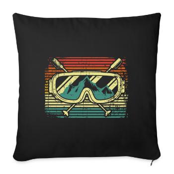 Skiers ski - Sofa pillowcase 17,3'' x 17,3'' (45 x 45 cm) - black - Front